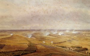 連合戦争：「フランス軍がプロシア軍に勝利した1792年9月20日のヴァルミーの戦い」 テオドール・ユング（1803-1865）による水彩画ガッシュ 1792 Sun.0,63x0,99 m
