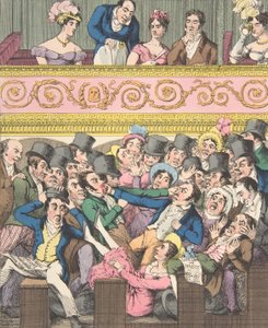 Theatrical Pleasures、プレート 2: 席をめぐる争い、約 1835年。