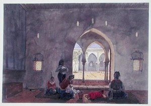 ムーア人の室内、アルジェ、1835年頃（水彩・紙） 作： Theodore Leblanc