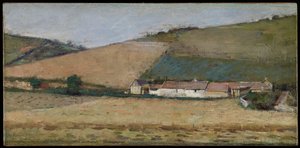 丘の間の農場、ジヴェルニー、1887年頃 作： Theodore Robinson