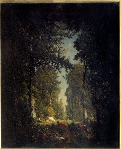 並木道、アイル・アダムの森テオドール・ルソー（1812-1867）の作品 作： Pierre Etienne Theodore Rousseau