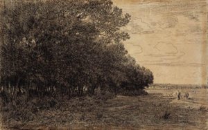 マシュランの森の背の高い木の小さなグループ 作： Theodore Rousseau
