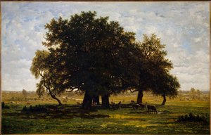 シェーヌの群れ、アプレモンテオドール・ルソー（1812-1867）の作品 作： Pierre Etienne Theodore Rousseau