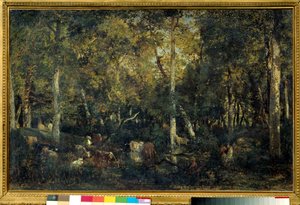 Interieur de bois dit le Vieux Dormoir du Bas-Breau (Fontainebleau forest) テオドール・ルソー(1812-1887)画 1836日 0,65x1,03 m パリ オルセー美術館蔵