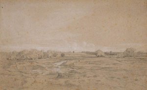 水飲み場のある風景 (Berri) 作： Theodore Rousseau