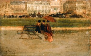 カンヌの浜辺に座る婦人たち（油彩・板） 作： Theodore Roussel