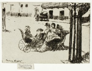 小さな女の子と乳母車、チェルシー堤防 作： Theodore Roussel