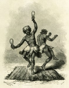 特にマスーピア族の予言の踊りは、一日中続きます。太鼓や歌、手拍子を伴って、二人の踊り手は完全に疲れ果てるまで踊りを披露し、意識を失った時には、運命的な言葉を残して、フ 作： Theodore Weber