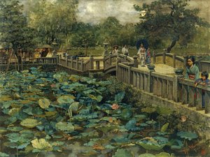 ロータスポンド、芝、東京 作： Theodore Wores