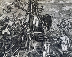 クリストファー・コロンブス、インド諸島を発見 作： Theodore de Bry