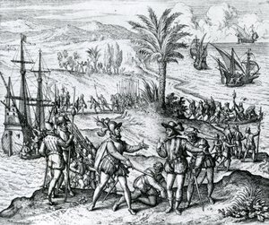 フランシスコデボバディージャが知事として到着し、1500年、1590年にイスパニオラでクリストファーコロンブス（1451-1506）を逮捕