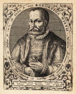 ドイツ人医師、George Wirth（1424年、Gorlice生まれ）。 作： Theodore de Bry