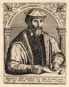 リンブルグのギルバート・フーシュ、オランダ人医師、1504-1567年。 作： Theodore de Bry