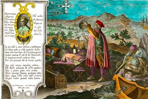 アメリカの歴史アメリゴ・ヴェスプッチ（アメリクス・ヴェスプシウス）（1451/1454-1512）は、イタリアの商人であり、航海士でもあったが、アストロラーベを使って南十字星を測定した。左はイタリアの詩人ダンテ・アリギエリ（1265-1321）の肖像と、第一歌の一節 作： Theodore de Bry