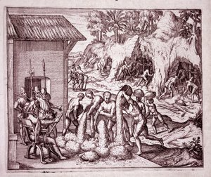 アメリカの歴史：スペイン人が金鉱を開拓（Engraving