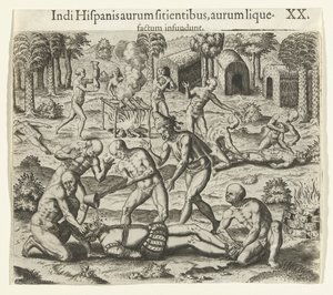 1594年、インディアンはスペイン人の口に液体金を注ぎました。