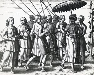 テオドール・デ・ブライ（1528-1598）の「スマトラ島の住人」（彫刻）。 作： Theodore de Bry