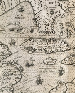 キューバ島、フロリダ、メキシコ湾、「History of American Grand Voyages」より抜粋 作： Theodore de Bry
