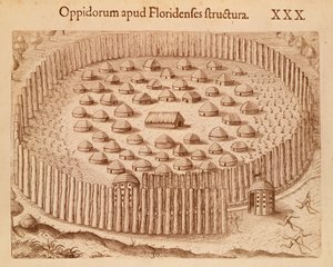 フロリダの先住民族の村（Theodore de Bry著「The Discourse of Florida」より引用