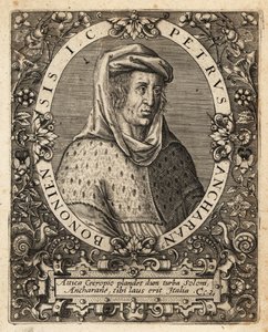 Peter of Ancarano, c.1313-1416, イタリアの法律家。 作： Theodore de Bry