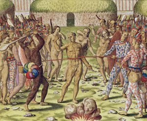最強のインディアンによる敵の処刑、1562 作： Theodore de Bry