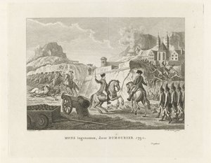 モンスの占領、1792 年 撮影されたモンス、デュムリエ 1792 年 (オブジェクトのタイトル) 作： Theodorus de Roode
