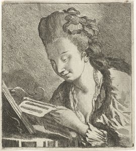 若い女性が楽譜を読む 作： Theodorus de Roode