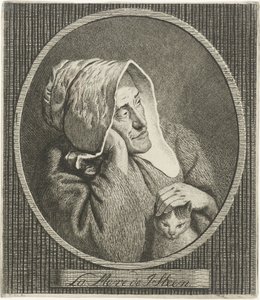 猫と老婆 La Mere de J. Steen (オブジェクトのタイトル) 作： Theodorus de Roode