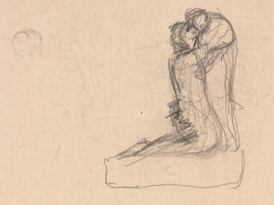 抱きしめる 2 人の人物のスケッチ (裏面) 作： Theodule Ribot