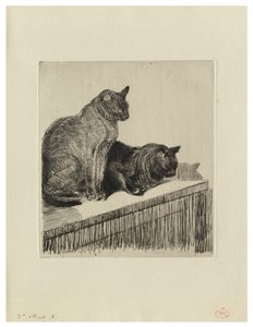 家具の上の2匹の猫 作： Théophile Alexandre Steinlen