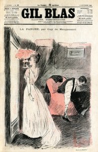 Guy de Maupassantの短編小説「The Parure」をSteinlenが描いたもの。ロワゼル夫人は、夫が彼女の靴を脱がせている間に鏡で自分を見ている。彼女は友人のマダム・フォレスが貸してくれたネックレス（ダイヤモンド・リバー）を失くしたことに気づく。