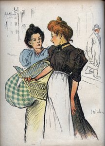 Les blechisseuses Theophile Alexandre Steinlen (1859-1923)によるドローイング - 1898年の『Le Rire』誌に掲載されたもの - 二人の洗濯婦 - お客さんの話をすべて聞いていたら、私たちが掃除するには洗濯物が多すぎるということになるでしょう。