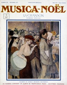 雑誌「ムジカ・ノエル」、1913年12月号のスペシャルソング。表紙はスタインレンの装飾パネルの断片で構成されています。 作： Théophile Alexandre Steinlen
