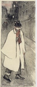 上半身裸の男とコートを着て街を歩く - 1894年11月の "Gil Blas "にて 作： Théophile Alexandre Steinlen