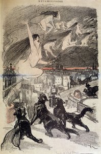 猫から魔女への変身 - by Steinlen 作： Théophile Alexandre Steinlen