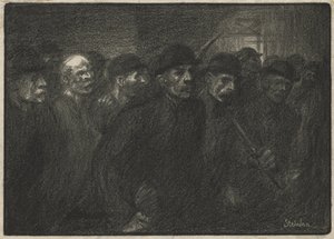 工場を出る労働者たち 作： Théophile Alexandre Steinlen