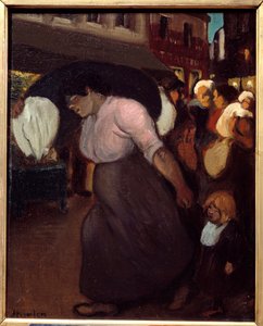 洗濯機です。Theophile Alexandre Steinlen (1859 - 1923)の絵画、20世紀。キャンバスに油彩。Vernon, Musee Poulain