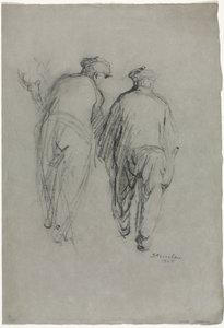 働く二人の男、後姿 作： Théophile Alexandre Steinlen