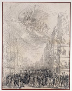 勝利」または「マルセイエーズ・アレゴリー」。Theophile Alexandre Steinlen (1859-1923) 1915年パリで描かれたもの。B.N. 作： Théophile Alexandre Steinlen