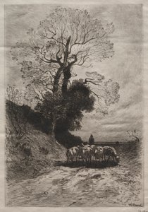 群れの帰還、c。 1870年。 作： Theophile Narcisse Chauvel