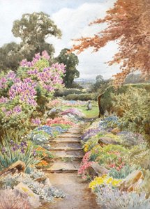 ライラックを集めよう（水彩画） 作： Theresa Sylvester Stannard