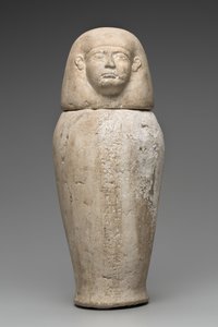 人の頭を持つカノポス壺（石灰岩 作： Third Intermediate Period Egyptian