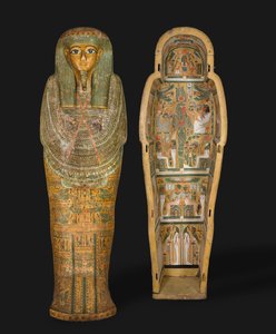 バケンムットの棺、21世紀後半から22世紀初頭、紀元前1000年から900年頃（ジェッソと塗装されたシカモア） 作： Third Intermediate Period Egyptian