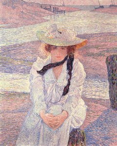 グレーベ川のほとりの若い女性、1901 作： Théo van Rysselberghe