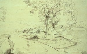 オリバーノとチヴィテッラの間のセルペンターラの眺め 作： Théodore Caruelle d