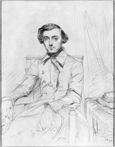チャールズアレクシスアンリクレルドトックヴィルの肖像、1844年（紙に黒鉛） 作： Théodore Chassériau