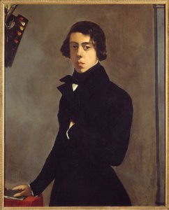 画家の肖像 自画像です。テオドール・シャセリウ（1819-1856）による絵画 1835年 日。0,99x0,82 m - 芸術家の自画像。セオドア・シャセリウ（1819-1856）の絵画 作： Théodore Chassériau