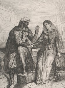 彼女は私に感謝しました: オセロ第 1 幕、シーン 3、1844 のプレート 2。 作： Théodore Chassériau