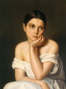 少女（メランコリー）、1833-35年頃（油彩、厚紙） 作： テオドール・シャッセリオー