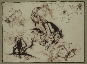 テオドール・ジェリコーの作-馬と騎手、19世紀 作： セオドア・ジェリコー